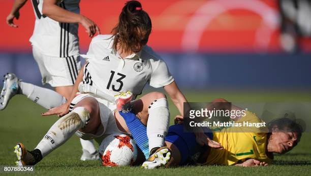 Sara Daebritz of Germany and Leticia Santos of Brazil compete for the ball during the Women's International Friendly match between Germany and Brazil...