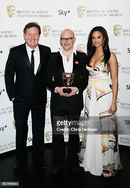 Harry Hill poses with the award for Best Entertainment Performance with Piers Morgan and Alesha Dixon at the British Academy Television Awards 2008...