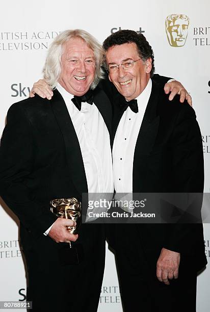 Holby City's Tony McHale poses with the award for Best Continuing Drama with Robert Powell at the British Academy Television Awards 2008 at The...