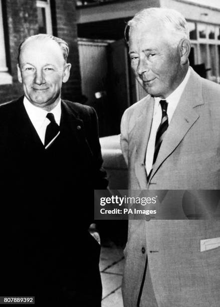 Left - Right Sir Donald Bradman with Sir Bernard Marmaduke Fitzalan-Howard, 16th Duke of Norfolk, in Australia