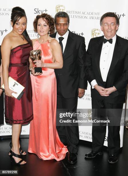 Jaye Jacobs, Amanada Mealing, Hugh Quarshie and Robert Powell with their award for Best Continuing Drama for "Holby City" during the British Academy...