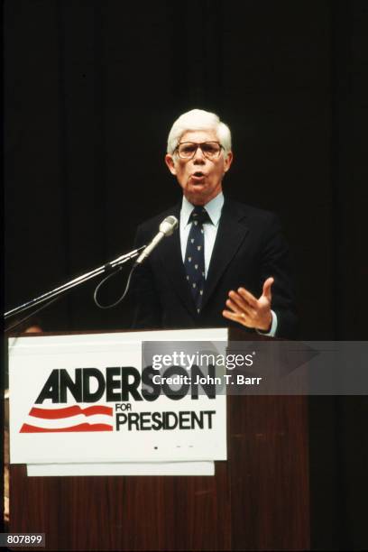 Independent Presidential candidate John Anderson speaks to the public April !980 in the USA. Anderson wins 6 million of the popular votes in the...