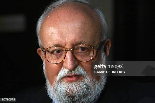 Polish composer Krzysztof Penderecki attends a concert of the Venezuelan Youth Symphony Orchestra in honor to him on April 20, 2008 in Caracas. AFP...