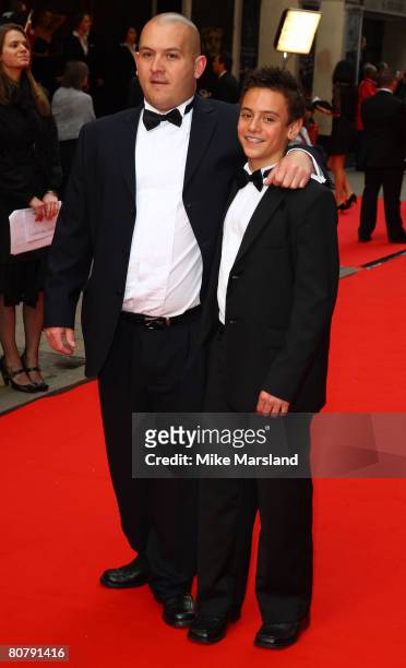 Tom Daley and guest arrive at the British Academy Television Awards 2008 held at the London Palladium in London on April 20, 2008 in London, England.