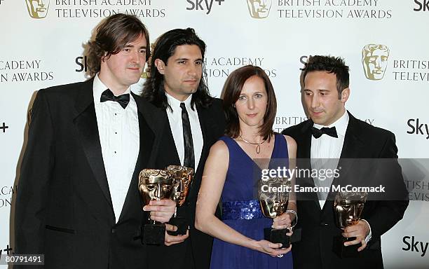 Fonejacker's Ed Tracy, Kayvan Novak, Helen Williams and Mario Stylianides with their awards for Best Comedy Programme during the British Academy...