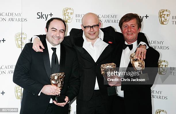 Harry Hill poses with the award for Best Entertainment Programme with Spencer Millman and Peter Orton at the British Academy Television Awards 2008...