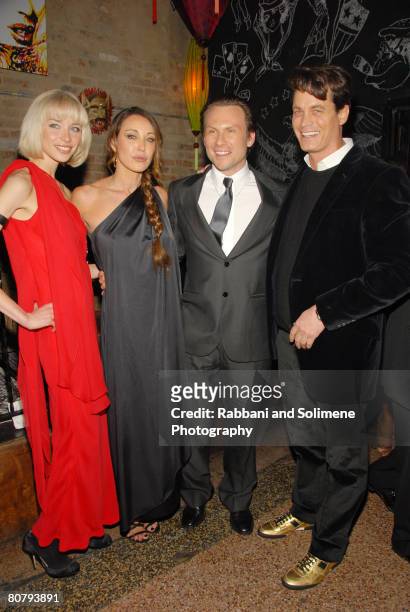 Noelle Reno, Tamara Mellon, Christian Slater, and Matthew Mellon attend the Halston Fall 2008 collection after party during Mercedes-Benz Fashion...