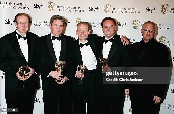 Andrew Marr poses with the award for Best Specialist Factual Programme with Chris Granlund, Tom Giles, Clive Edwards and Heston Blumenthal at the...