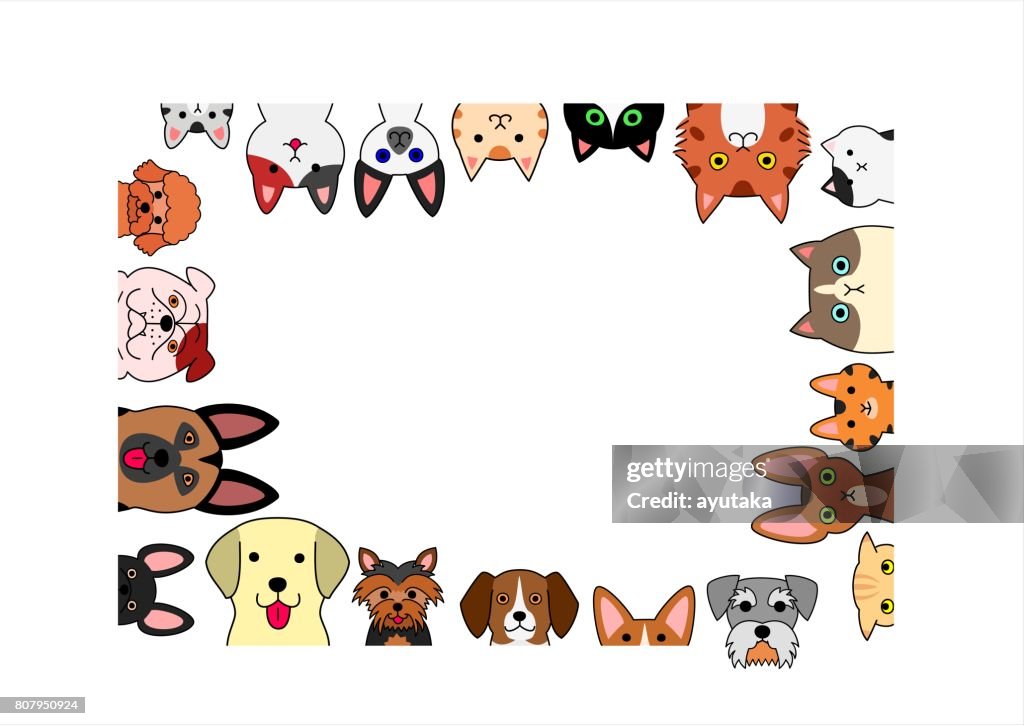 Dog Vector Frame Cute Dogs And Cats Rectangle Frame High-Res Vector Graphic - Getty Images