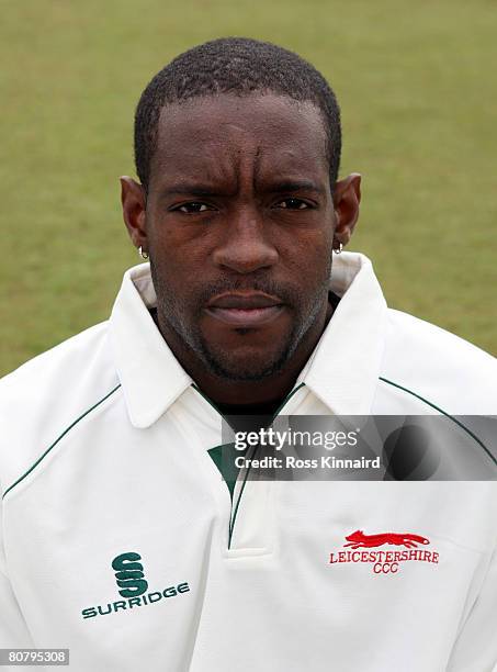 Jermaine Lawson of Leicestershire during the Leicestershire CCC photocall at Grace Road on April 21, 2008 in Leicester, England.