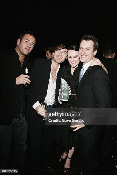 Dan Sharp, Luke Turner, Rachel Newman and Noz attends the official after party for the 6th Annual ASTRA Awards at the Hordern Pavillion on April 21,...