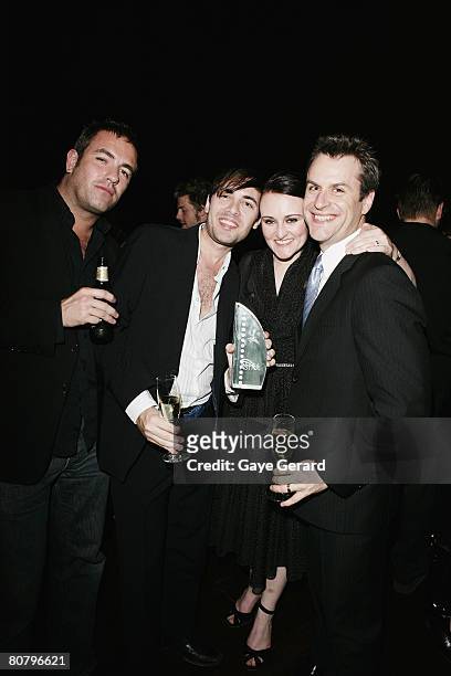 Dan Sharp, Luke Turner, Rachel Newman and Noz attends the official after party for the 6th Annual ASTRA Awards at the Hordern Pavillion on April 21,...