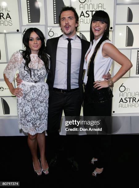 Maz Compton, Darren McMullen and Ruby Rose arrive for the 6th Annual ASTRA Awards at the Hordern Pavillion on April 21, 2008 in Sydney, Australia.