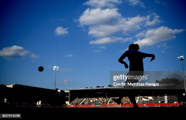 Dzsenifer Marozsan of Germany takes a corner-kick during the Women's International Friendly match between Germany and Brazil at BWT-Stadion am...