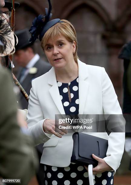 First Minister Nicola Sturgeon attends the annual garden party at the Palace of Holyroodhouse on July 4, 2017 in Edinburgh, Scotland.