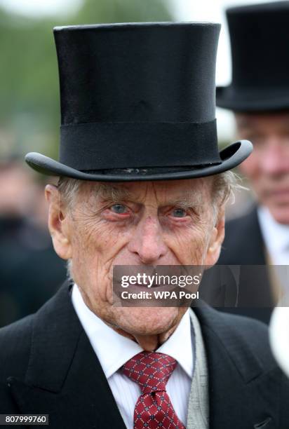 Prince Philip, Duke of Edinburgh attends the annual garden party at the Palace of Holyroodhouse on July 4, 2017 in Edinburgh, Scotland.