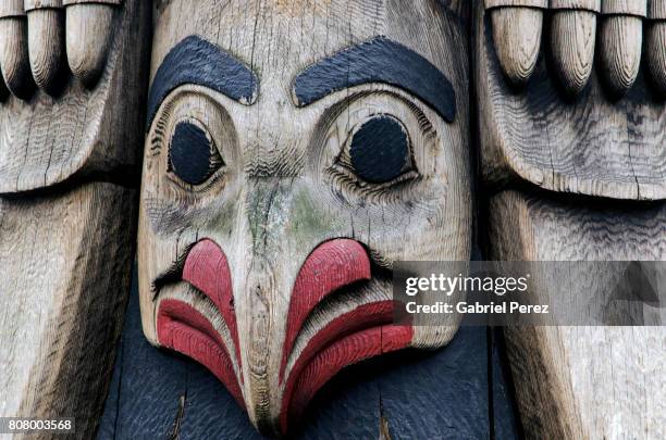 a northwest coast totem pole - totem pole stock pictures, royalty-free photos & images