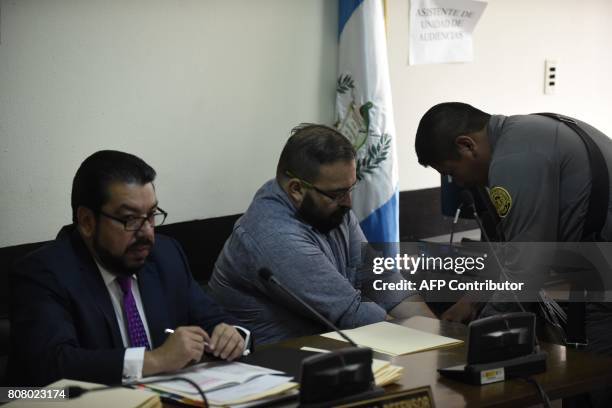 Javier Duarte , former governor of the Mexican state of Veracruz, accused of graft and involvement in organized crime, attends a hearing regarding a...