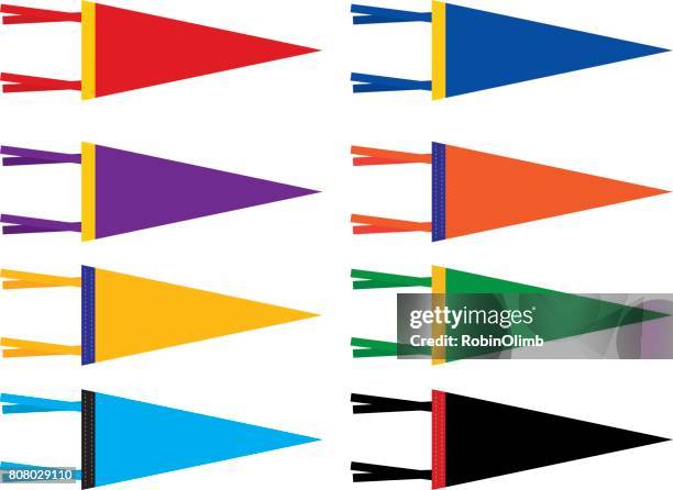 retro sports pennants - pennant stock illustrations