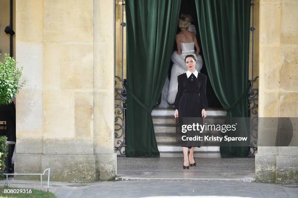 The designer Ulyana Sergeenko greets the public at the end of the runway during the Ulyana Sergeenko Haute Couture Fall/Winter 2017-2018 show as part...