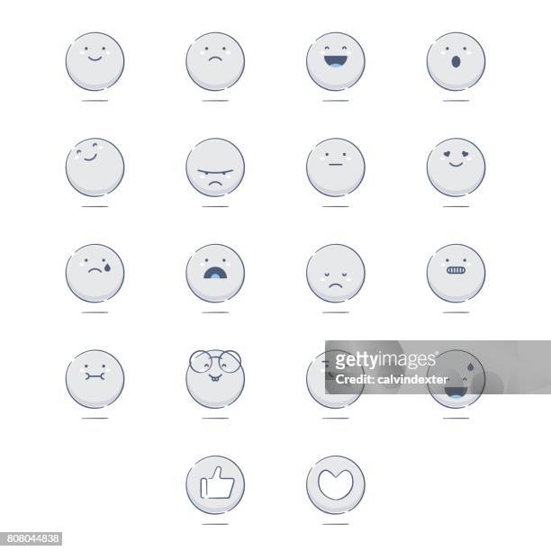 illustrazioni stock, clip art, cartoni animati e icone di tendenza di set di emoticon carine disegnate a mano - smiley face
