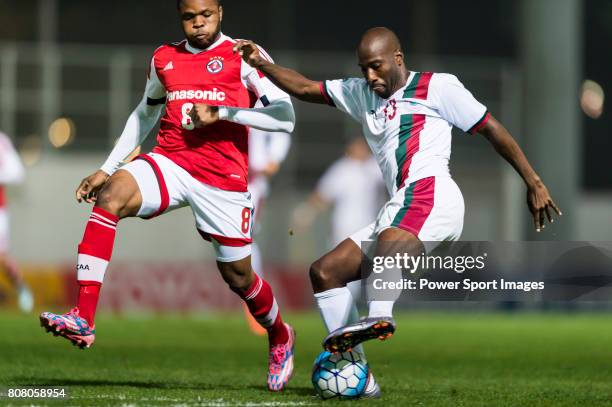 Mohun Bagan Forward Cornell Glen fights for the ball with South China Midfielder Mahama Awal during the AFC Cup 2016 Group Stage, Group G between...