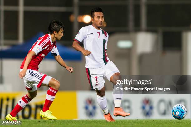 South China Midfielder Leung Chun Pong fights for the ball with Mohun Bagan Forward Lalpekhlua Jeje during the AFC Cup 2016 Group Stage, Group G...