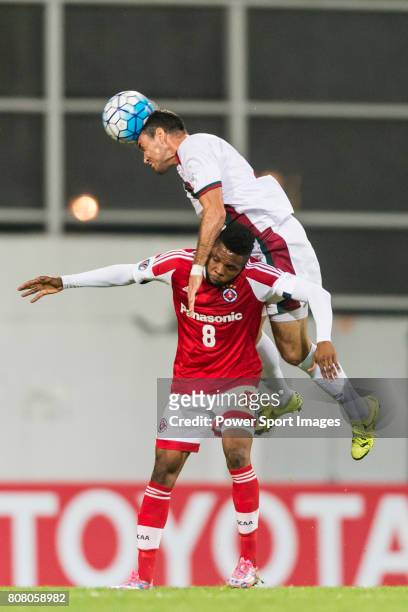 Mohun Bagan Defender Luciano Sobrosa fights for the ball with South China Midfielder Mahama Awal during the AFC Cup 2016 Group Stage, Group G between...