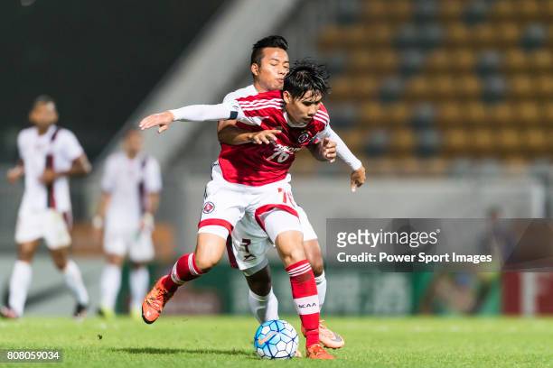 South China Defender Cheung Chi Yung fights for the ball with Mohun Bagan Forward Lalpekhlua Jeje during the AFC Cup 2016 Group Stage, Group G...