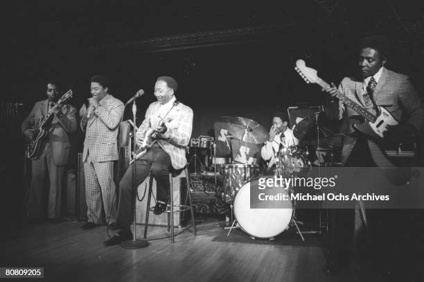 Muddy Waters and his band performing at the St. Regis Hotel nightclub in circa 1970 in New York.