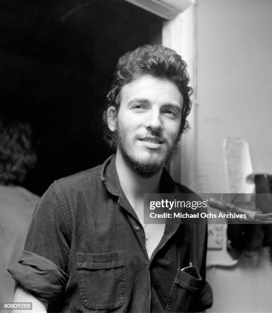 Singer and songwriter Bruce Springsteen performs at the CBS "Week To Remember" concert series at the Ahmanson Theater on May 1, 1973 in Los Angeles,...