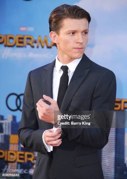 Actor Tom Holland attends the World Premiere of Columbia Pictures' 'Spider-Man: Homecoming' at TCL Chinese Theatre on June 28, 2017 in Hollywood,...