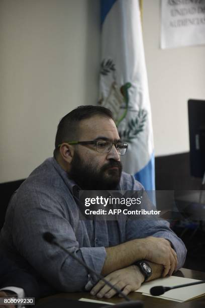 Javier Duarte, former governor of the Mexican state of Veracruz, accused of graft and involvement in organized crime, attends a hearing regarding a...