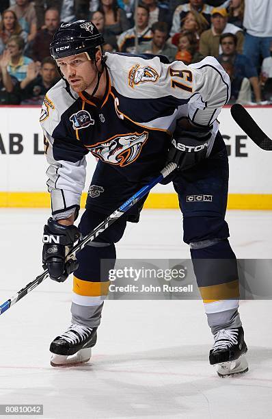 Jason Arnott of the Nashville Predators skates against the Detroit Red Wings during game four of the 2008 NHL Stanley Cup Playoff conference...