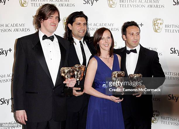 Fonejacker's Ed Tracy, Kayvan Novak, Helen Williams and Mario Stylianides with their awards for Best Comedy Programme during the British Academy...