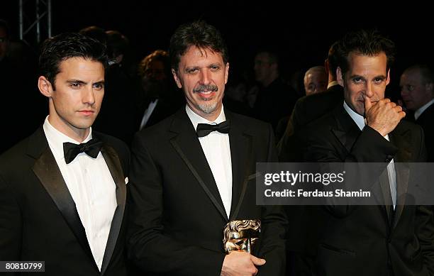 Milo Ventimiglia,Tim Kring and Adrian Pasadar arrives at the British Academy of Television Awards 2008 after party at the Grosvenor House Hotel on...