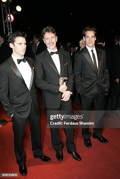 Milo Ventimiglia,Tim Kring and Adrian Pasadar arrives at the British Academy of Television Awards 2008 after party at the Grosvenor House Hotel on...