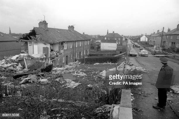 The scene of devastation in Lockerbie after a Pan Am Boeing 747 was bombed and crashed, killing all 259 on board and 11 people on the ground.