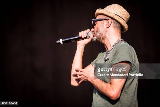 Itlaian singer Samuel performs on stage of Firenze Rocks Festival with the tracklist of his first solo Lp "Il codice della bellezza". Visarno Arena,...