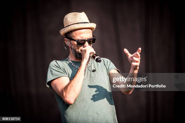 Itlaian singer Samuel performs on stage of Firenze Rocks Festival with the tracklist of his first solo Lp "Il codice della bellezza". Visarno Arena,...