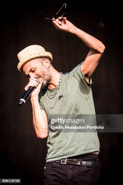 Itlaian singer Samuel performs on stage of Firenze Rocks Festival with the tracklist of his first solo Lp "Il codice della bellezza". Visarno Arena,...