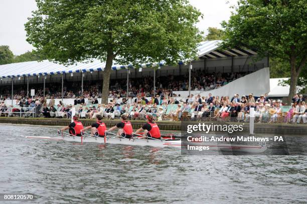 Army Rowing Club in action during the Henley Royal Reggatta at Henley-on-Thames, Oxford.