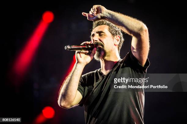 Singer Serj Tankian, front man of the band System of a Down, in concert at Firenze Rocks Festival. Florence, Italy. 25th June 2017