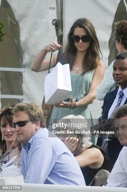 Kate Middleton in the crowd at the Chakravarty Cup polo match at Beaufort Polo Club near Tetbury Gloucestershire where her boyfriend William is...