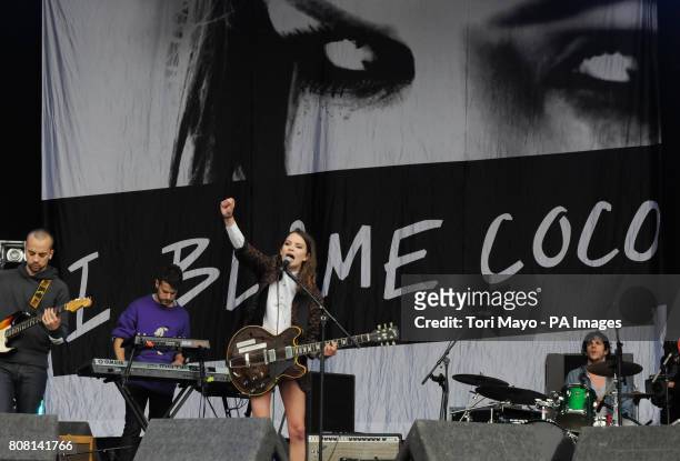 Coco Sumner of I Blame Coco, performs live on Saturday at Lovebox, in Victoria Park, central London.