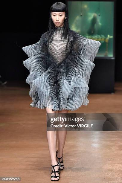 Model walks the runway during the Iris Van Herpen Haute Couture Fall/Winter 2017-2018 show as part of Haute Couture Paris Fashion Week on July 3,...