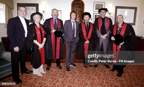 Sir Paul McCartney, co-founder of LIPA, with LIPA's Mark Featherstone-Witty, dance promoter Heather Knight, actor Jonathan Price, theatre designer...
