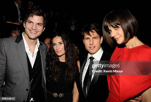 Actor Ashton Kutcher, Actress Demi Moore, Actor Tom Cruise and Actress Katie Holmes at the Madonna and Gucci Host "A Night to Benefit Raising Malawi...