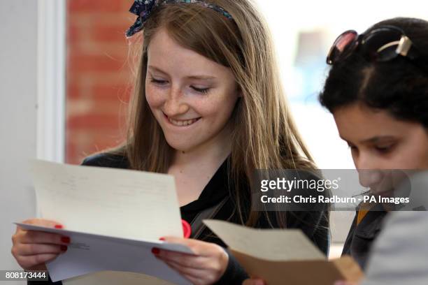 Abigail Harris from Chelmsford, celebrates receiving her GCSE exam results, at Chelmsford County High School for Girls, in Chelmsford, Essex.