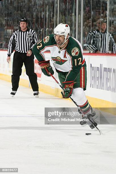 ?Brian Rolston of the Minnesota Wild skates against the Colorado Avalanche during game six of the Western Conference Quarterfinals of the 2008 NHL...